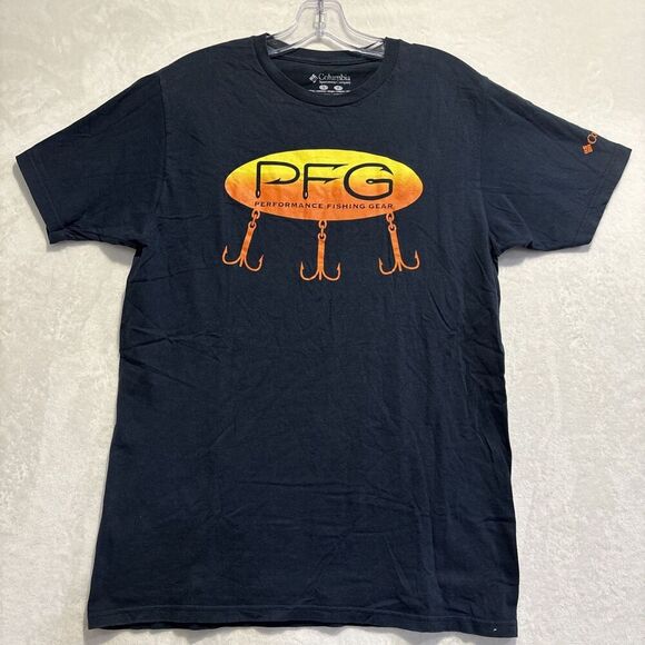 Columbia Performance Fishing Gear PFG Navy Blue T-Shirt Men's Size Small Hook - Picture 1 of 12
